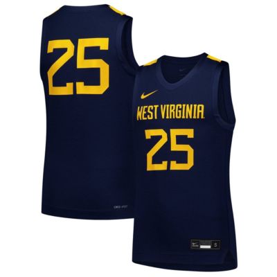 NCAA Nike #25 West Virginia Mountaineers Replica Basketball Jersey, Navy Blue, Large