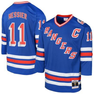 Mitchell & Ness Youth NHL Mark Messier New York Rangers Power Play 2.0 Player Jersey with Captain Patch, Medium