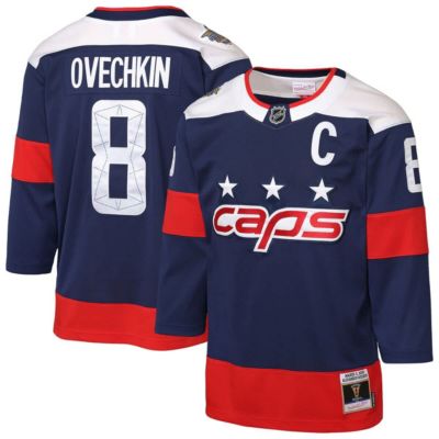 Mitchell & Ness Youth NHL Alexander Ovechkin Washington Capitals 2018 NHL Stadium Series Power Play 2.0 Player Jersey, Navy Blue, Medium