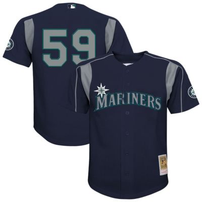 Mitchell & Ness Youth MLB Felix Hernandez Seattle Mariners Mesh Batting Practice Jersey, Navy Blue, XL