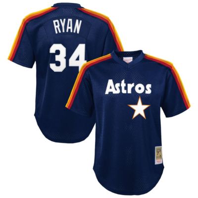Mitchell & Ness Youth MLB Nolan Ryan Houston Astros Throwback Mesh Batting Practice Jersey, Navy Blue, 2T