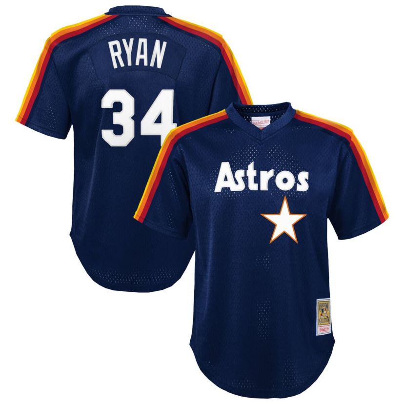 MLB Nolan Ryan Houston Astros Throwback Mesh Batting Practice Jersey