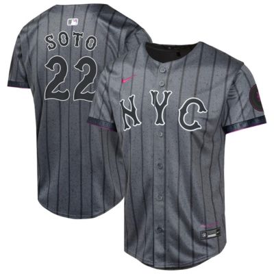 Youth MLB Nike Juan Soto New York Mets City Connect Limited Jersey, Gray, Small