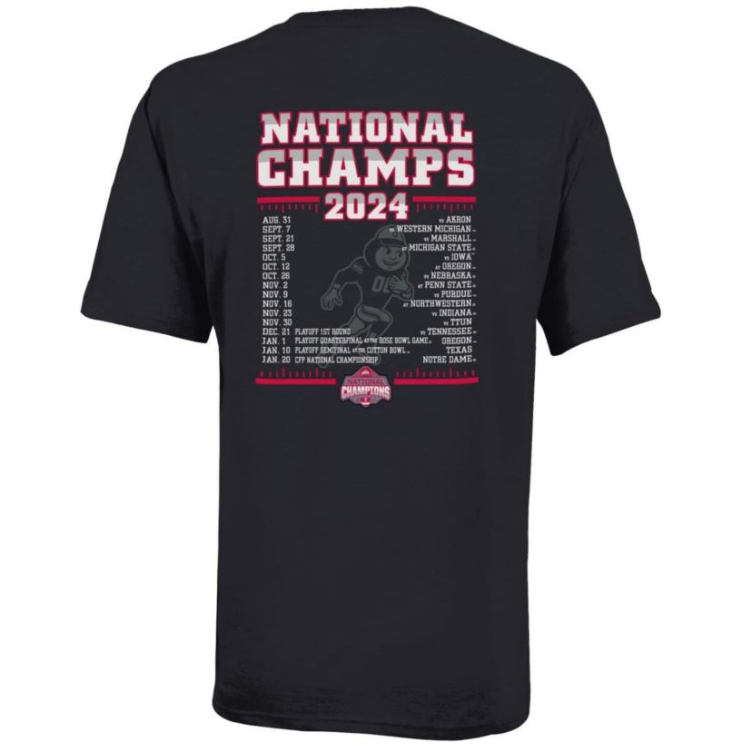 NCAA Ohio State Buckeyes NCAA Football Playoff 2024 National s Schedule T-Shirt