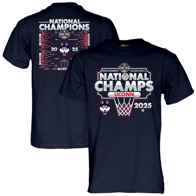 Connecticut Huskies NCAA UConn Huskies 2025 NCAA Basketball National s Bracket T-Shirt