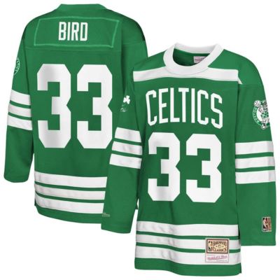 Mitchell & Ness Youth NBA Larry Bird Kelly Boston Celtics Maxxed Out 2.0 Fashion Hockey Jersey, Green, Small