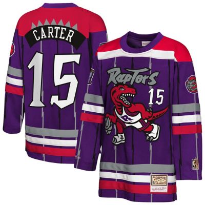 Mitchell & Ness Youth NBA Vince Carter Toronto Raptors Maxxed Out 2.0 Fashion Hockey Jersey, Purple, Small