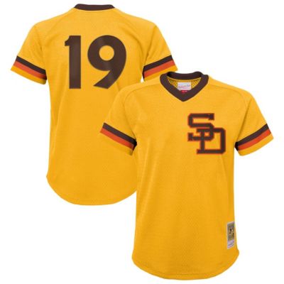 Mitchell & Ness Youth MLB Tony Gwynn San Diego Padres Cooperstown Collection Mesh Batting Practice Jersey, Gold, XL