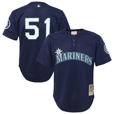 Mitchell & Ness Youth MLB Ichiro Suzuki Seattle Mariners Cooperstown Collection Mesh Batting Practice Jersey, Navy Blue, Large