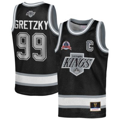 Mitchell & Ness Youth NHL Wayne Gretzky Los Angeles Kings Maxxed Out Fashion Basketball Jersey, Black, Medium