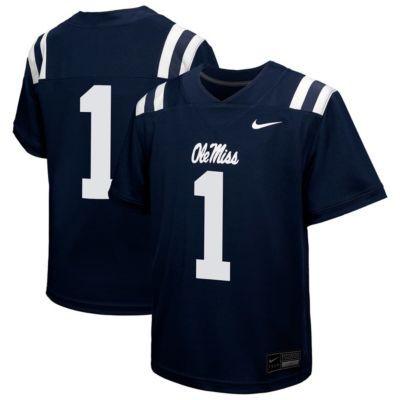 Youth NCAA Nike #1 Ole Miss Rebels Untouchable Replica Game Jersey, Navy Blue, XL