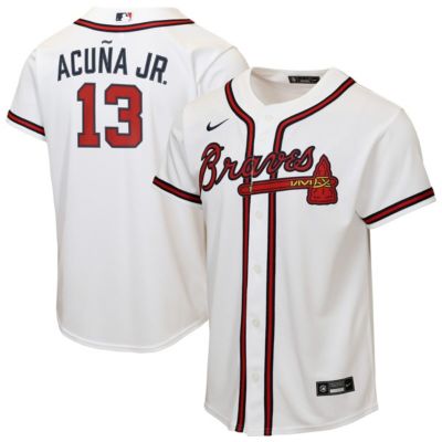 Youth MLB Nike Ronald Acuña Jr. Atlanta Braves Home Replica Player Jersey, White, XL