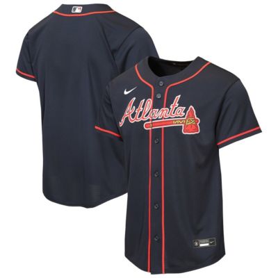 Youth MLB Nike Atlanta Braves Alternate Replica Jersey, Navy Blue, XL