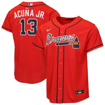 Youth MLB Nike Ronald Acuña Jr. Atlanta Braves Alternate 2 Replica Jersey, Red, XL