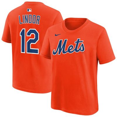 Youth MLB Nike Francisco Lindor New York Mets Name & Number T-Shirt, Orange, XL