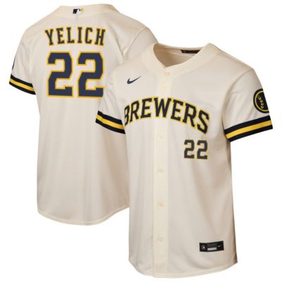 Youth MLB Nike Christian Yelich Milwaukee Brewers Home Stadium Jersey, XL