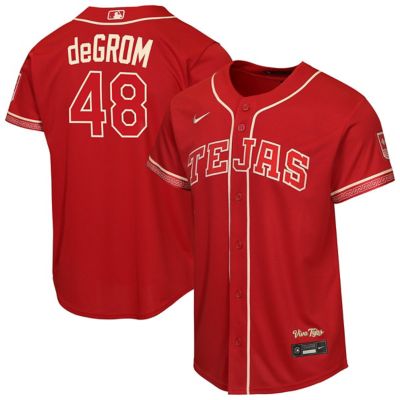 Youth MLB Nike Jacob deGrom Texas Rangers 2026 City Connect Stadium Jersey, Red, XL
