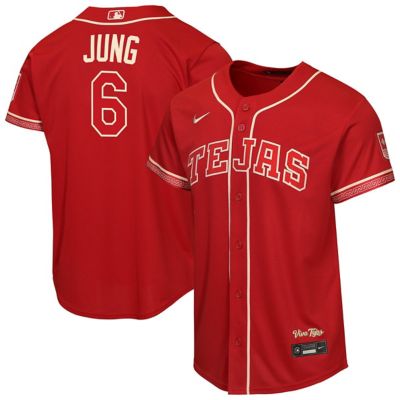 Youth MLB Nike Josh Jung Texas Rangers 2026 City Connect Stadium Jersey, Red, XL