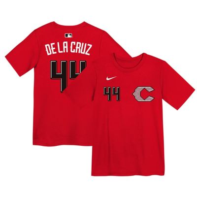 Youth MLB Preschool Nike Elly De La Cruz Cincinnati Reds 2026 City Connect Name & Number T-Shirt, Red, 4T