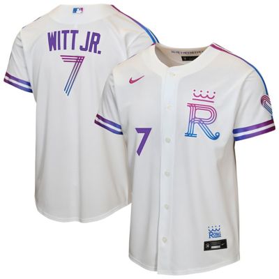 Youth MLB Nike Bobby Witt Jr. Kansas City Royals 2026 City Connect Stadium Jersey, White, XL
