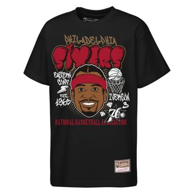 Mitchell & Ness Youth NBA Allen Iverson Philadelphia 76ers Headshot T-Shirt, Black, Small