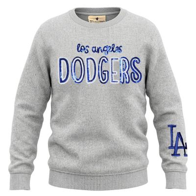 Soft as a Grape Youth MLB Girls Los Angeles Dodgers Nantucket Sequin Fleece Crewneck Sweatshirt