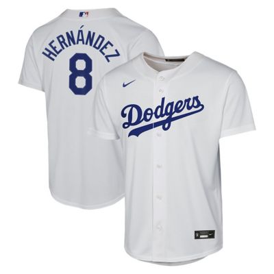 Youth MLB Nike Enrique Hernández Los Angeles Dodgers Home Baseline Jersey, White, XL