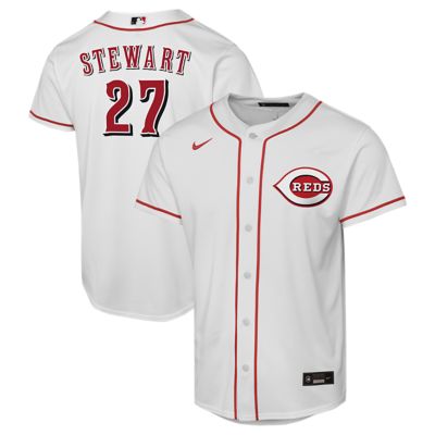 Youth MLB Nike Sal Stewart Cincinnati Reds Home Replica Player Jersey, White, Large