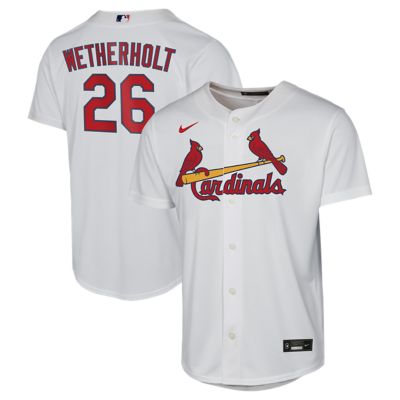 Youth MLB Nike JJ Wetherholt St. Louis Cardinals Home Replica Jersey, White, Large