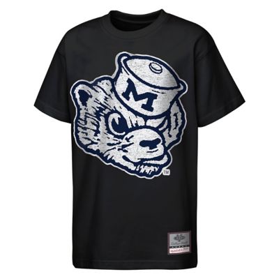 Mitchell & Ness Youth NCAA Michigan Wolverines Big Face Mascot T-Shirt, Black, Medium