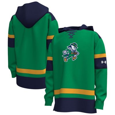 Youth NCAA Under Armour Kelly Notre Dame Fighting Irish Irish Wear Gameday Hockey Hoodie, Green, Small