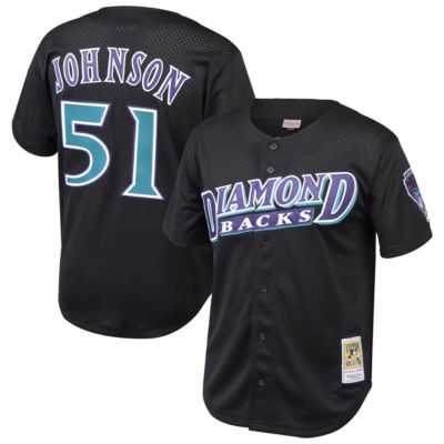 Mitchell & Ness Youth MLB Randy Johnson Arizona Diamondbacks Cooperstown Collection Mesh Batting Practice Jersey, Black, XL