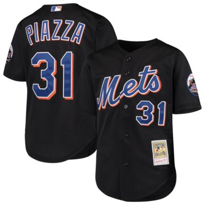 Mitchell & Ness Youth MLB Mike Piazza New York Mets Cooperstown Collection Mesh Batting Practice Jersey, Black, Large