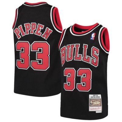 Mitchell & Ness Youth NBA Scottie Pippen Chicago Bulls Hardwood Classics Swingman Throwback Jersey, Black, Large