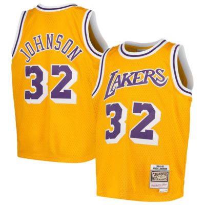 Mitchell & Ness Youth NBA Magic Johnson Los Angeles Lakers Swingman Throwback Jersey, Gold, XL
