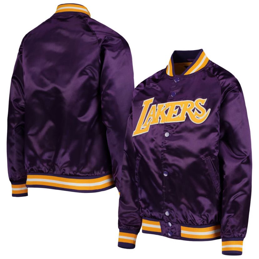 NBA Los Angeles Lakers Hardwood Classics Satin Raglan Full-Snap Jacket