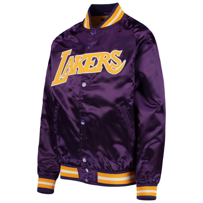 NBA Los Angeles Lakers Hardwood Classics Satin Raglan Full-Snap Jacket