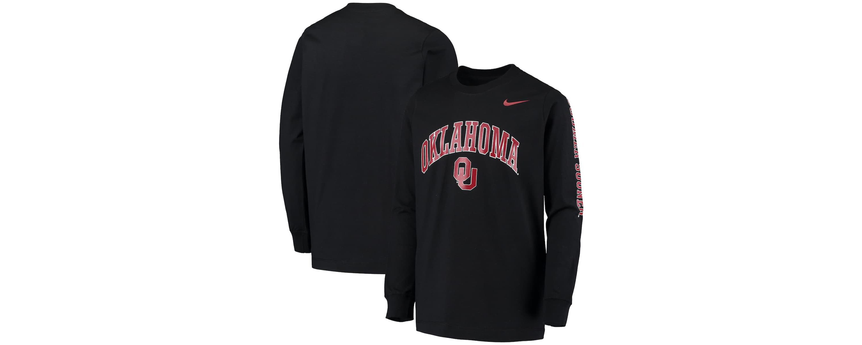 NCAA Nike Oklahoma Sooners Arch & Logo 2-Hit Long Sleeve T-Shirt