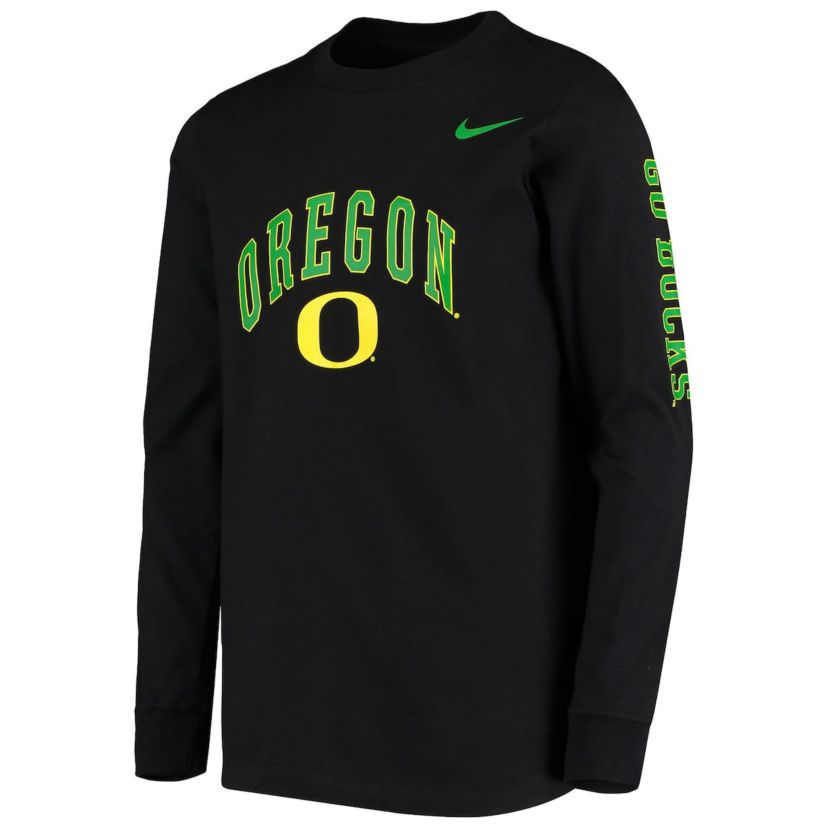 NCAA Nike Oregon Ducks Arch & Logo 2-Hit Long Sleeve T-Shirt