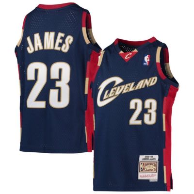 Mitchell & Ness Youth NBA LeBron James Cleveland Cavaliers 2008-09 Hardwood Classics Swingman Jersey, Navy Blue, XL
