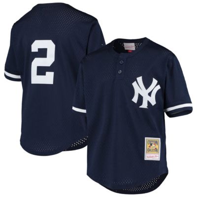 Mitchell & Ness Youth MLB Derek Jeter New York Yankees Cooperstown Collection Mesh Batting Practice Jersey, Navy Blue, Small