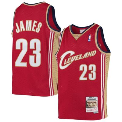 Mitchell & Ness Youth NBA LeBron James Cleveland Cavaliers 2003-04 Hardwood Classics Swingman Jersey, Red, Large