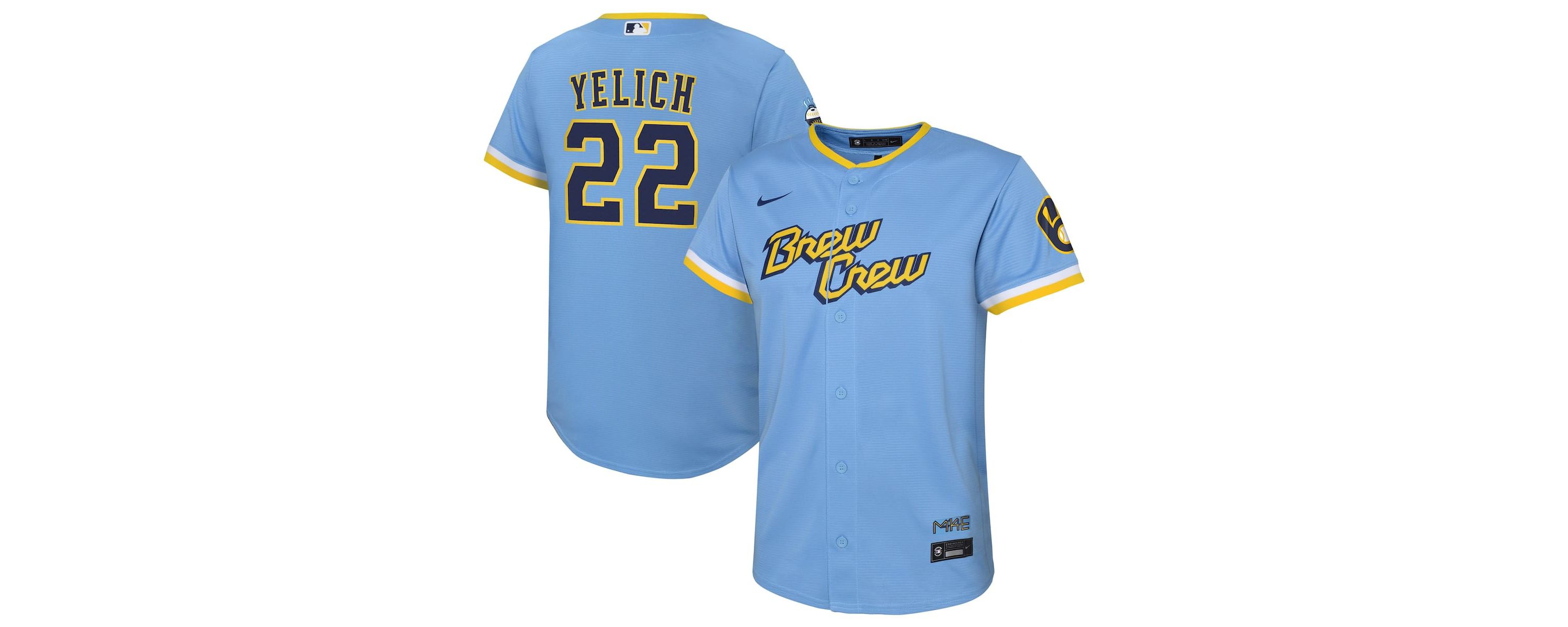MLB Nike Christian Yelich Powder Milwaukee Brewers City Connect Replica Player Jersey