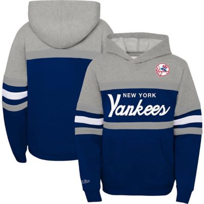 Mitchell & Ness Youth MLB New York Yankees Cooperstown Collection Head Coach Pullover Hoodie, Gray, XL