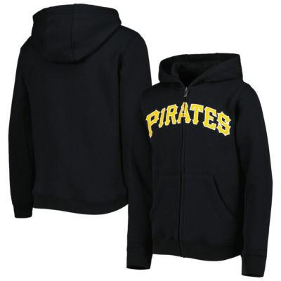 Outerstuff Youth MLB Pittsburgh Pirates Wordmark Full-Zip Fleece Hoodie, Black, Large