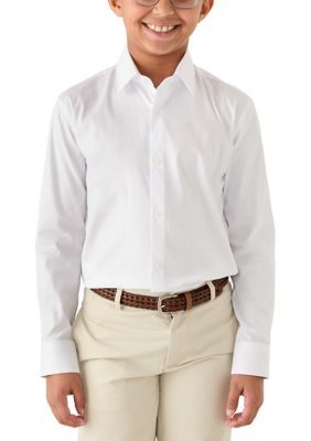 Kenneth Cole Boys 8-20 Solid White Long Sleeve Woven Shirt, 20