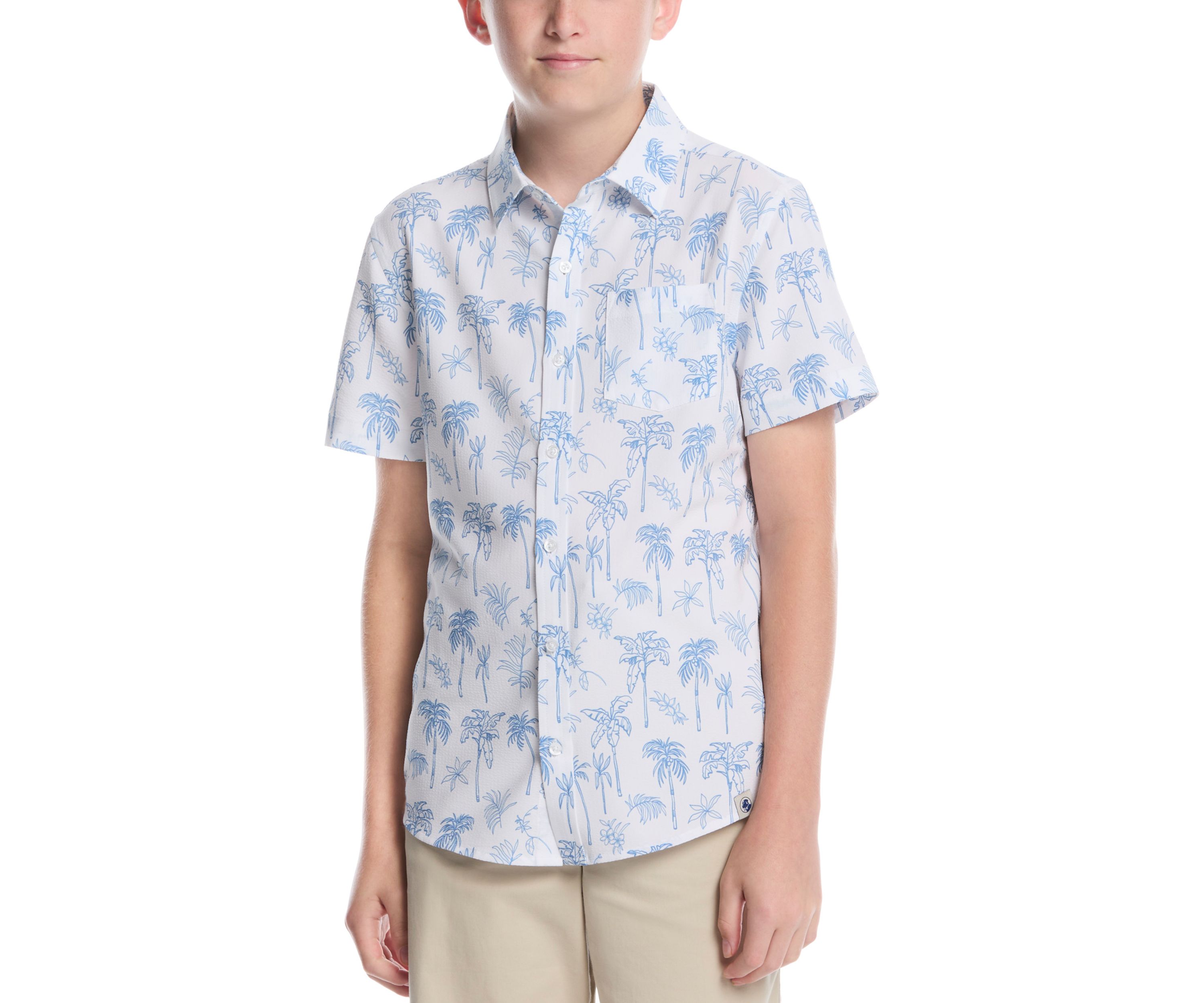 Boys 8-20 Printed Palm Woven Shirt 