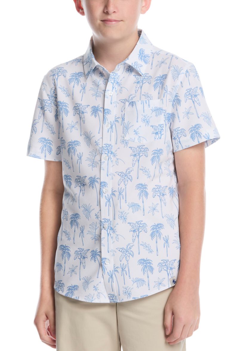 Boys 8-20 Printed Palm Woven Shirt 