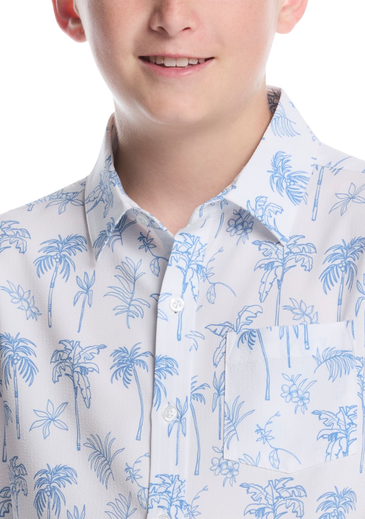 Boys 8-20 Printed Palm Woven Shirt 