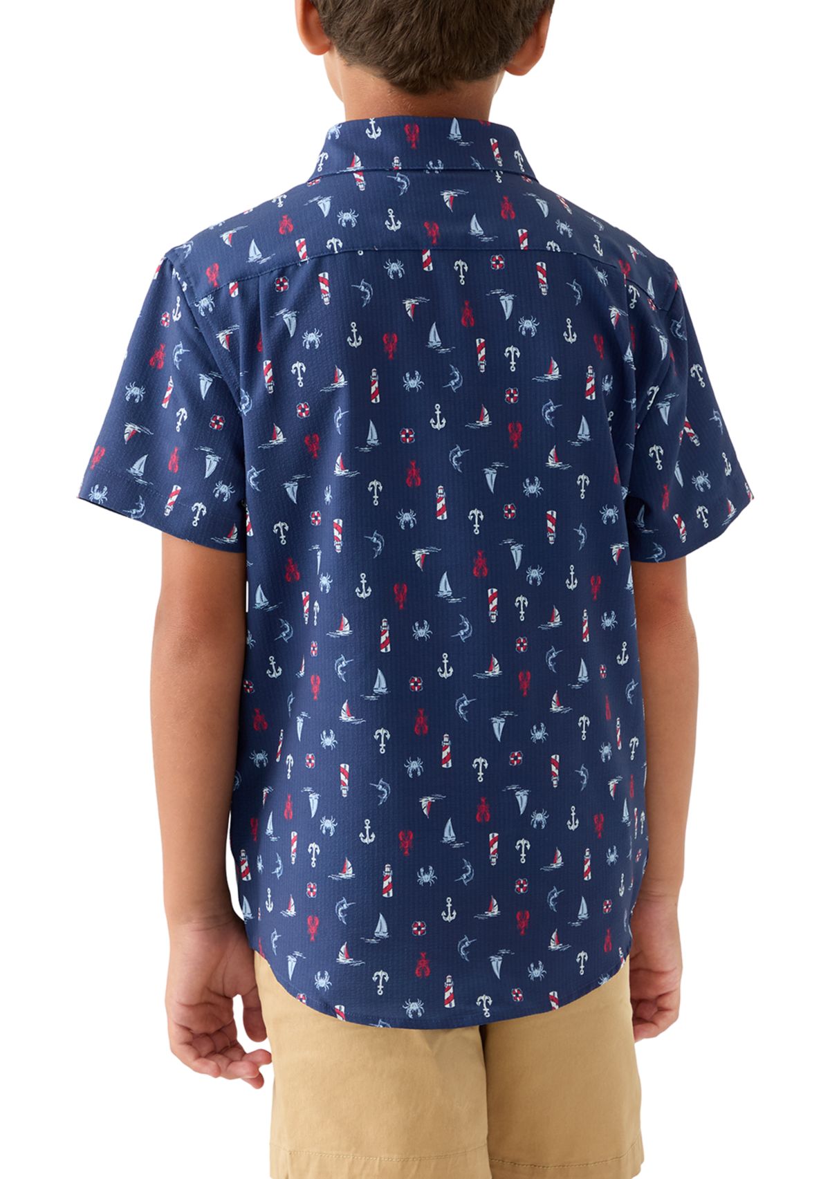 Boys 8-20 Patriotic Nautical Print Woven Button Up Shirt